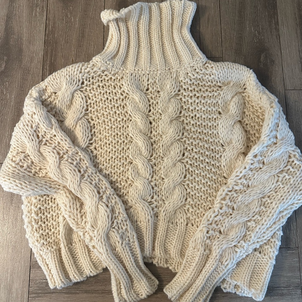 Cozy Cream Cable Knit Turtleneck Sweater